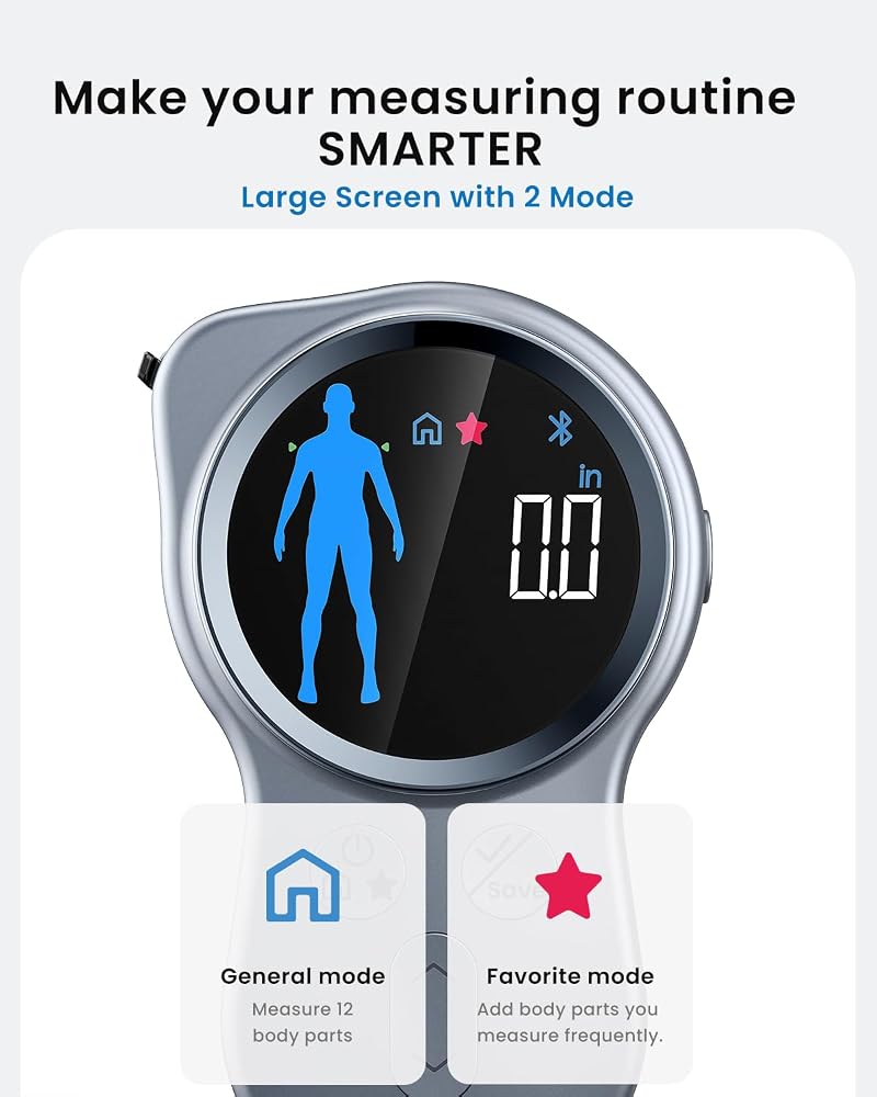RENPHO Upgraded Body Measure Tape - Enhanced Tool for Monitoring Weight Loss, Muscle Gain, and Fitness Progress， Digital Smart Retractable Tape Measures in Both Inches and Centimeters with Precision - Image 2