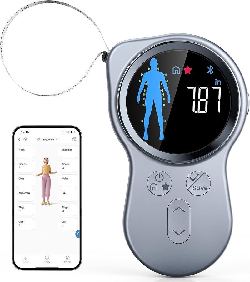 RENPHO Upgraded Body Measure Tape - Enhanced Tool for Monitoring Weight Loss, Muscle Gain, and Fitness Progress， Digital Smart Retractable Tape Measures in Both Inches and Centimeters with Precision - Image 1