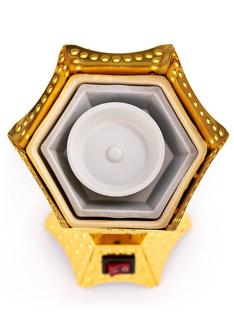 SAQOWARE Electric Bakhoor Burner/Madkhan/Mabkhara/Oud Burner/Incence Burner(Gold) -6 Corner Shape - Image 3