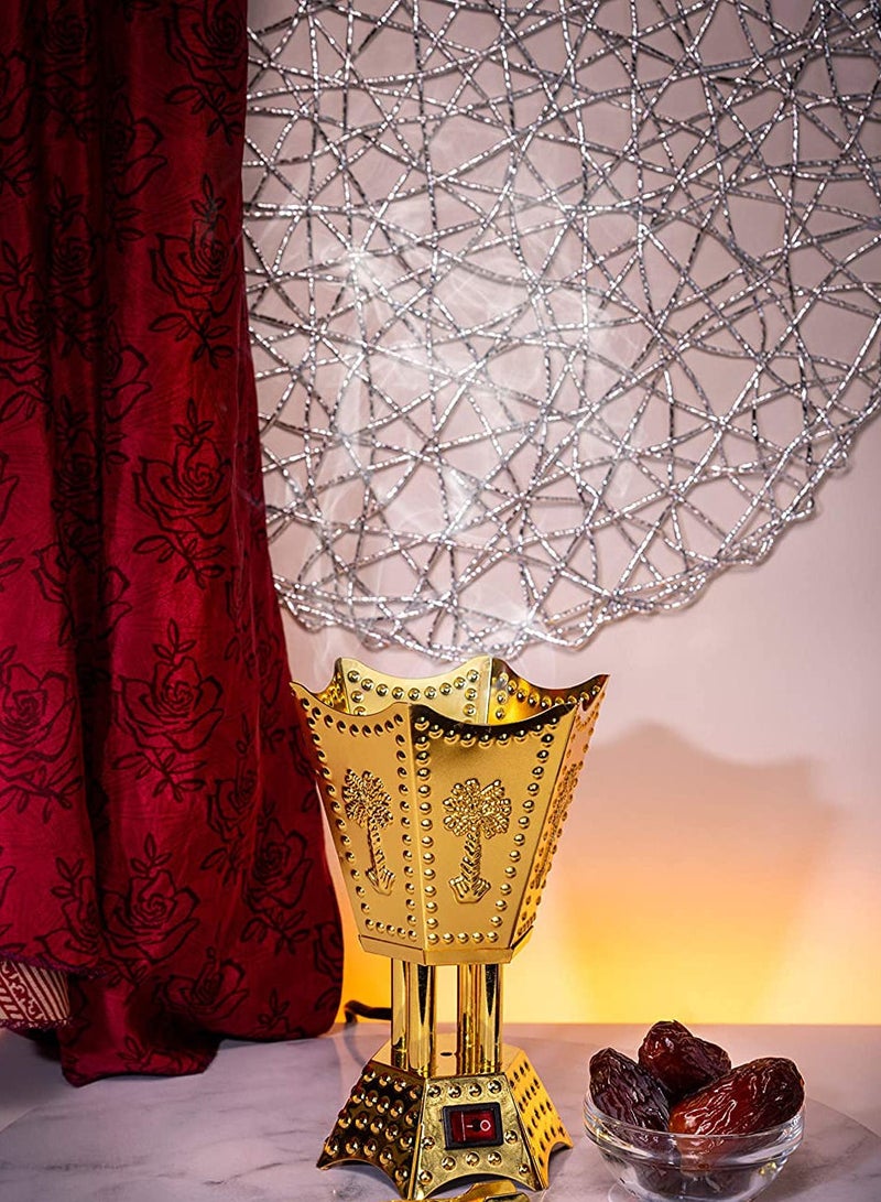 SAQOWARE Electric Bakhoor Burner/Madkhan/Mabkhara/Oud Burner/Incence Burner(Gold) -6 Corner Shape - Image 5