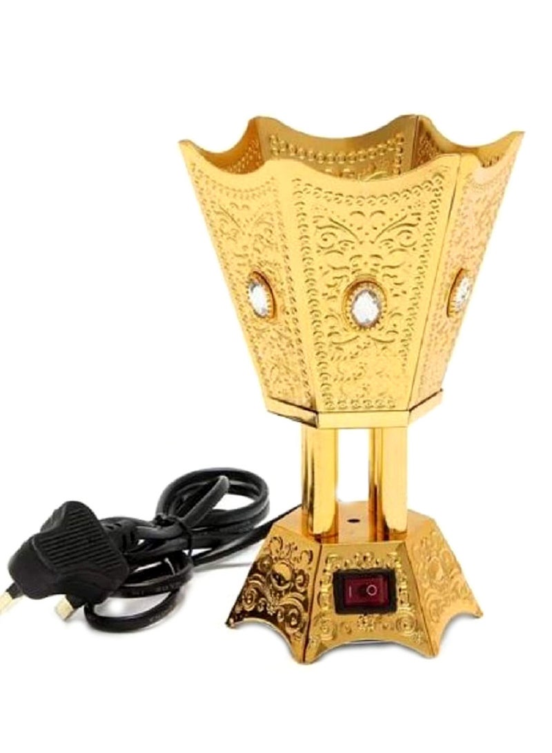 SAQOWARE Electric Bakhoor Burner/Madkhan/Mabkhara/Oud Burner/Incence Burner(Gold) -6 Corner Shape - Image 1