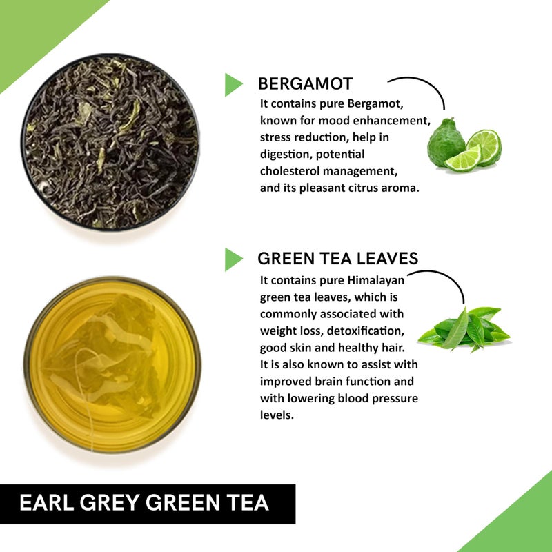 Teacurry Earl Grey Green Tea - English Breakfast with Natural Bergamot | Premium Green Tea Leaves for weight management & Digestive Health (100 Gram Loose) - Image 2