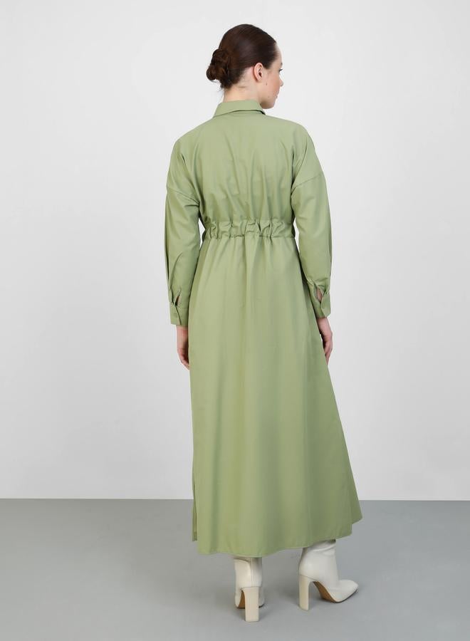 رفقة من مودانيسا فستان ماكسي سادة بأزرار وحزام ربط من رفقة مودانيسا - Image 5