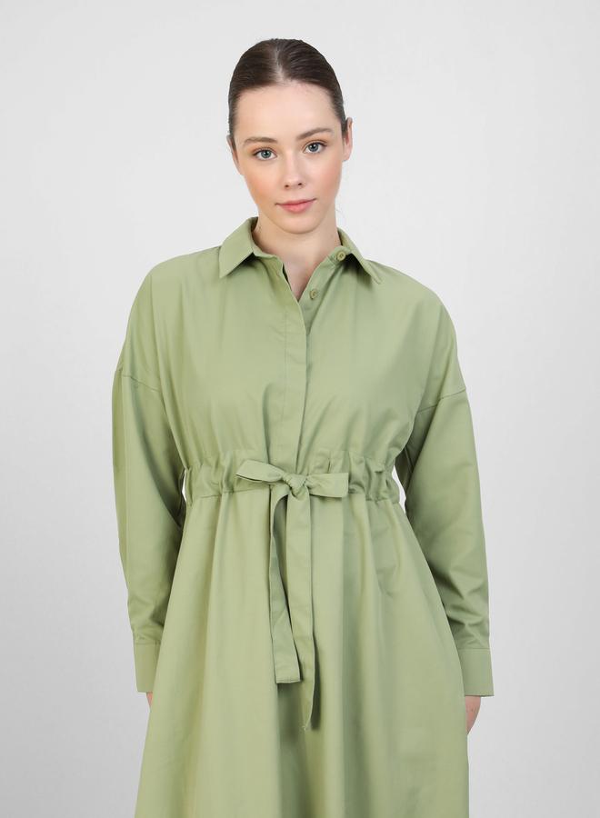 رفقة من مودانيسا فستان ماكسي سادة بأزرار وحزام ربط من رفقة مودانيسا - Image 2