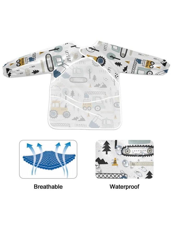 Bolaz - Painting Smocks For Kids 2 4 Art Smocks Eating With Pockets Childish Truck Excavator Waterproof Long Sleeve Toddler Infant Children Apron - Image 1