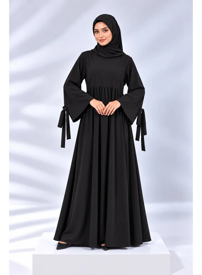 Ophelia Refka Crew Neck Tie-Cuff Detail Modest Casual Maxi Dress with Matching Hijab