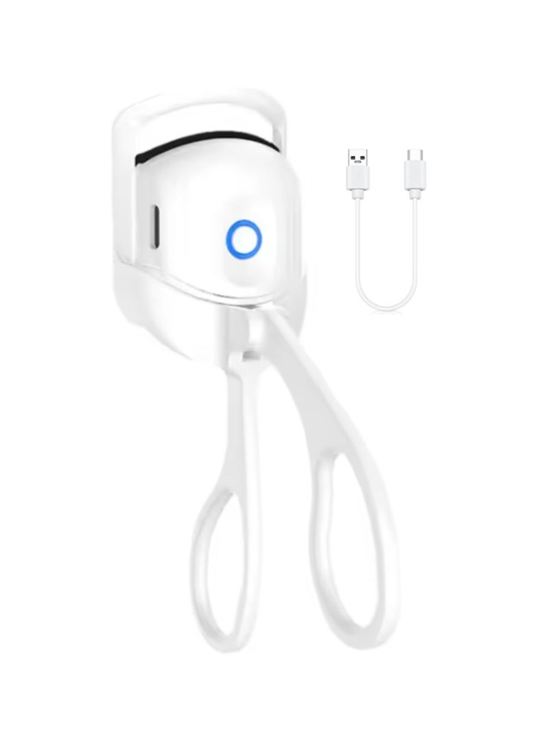 Digi Core مكبس رموش ساخن مع USB سريع التسخين، مكبس رموش كهربائي قابل لإعادة الشحن على شكل حرف C، آمن ومضاد للحروق، مكبس رموش سريع وطبيعي، مشبك تجعيد الرموش الطبيعي، أبيض - Image 1