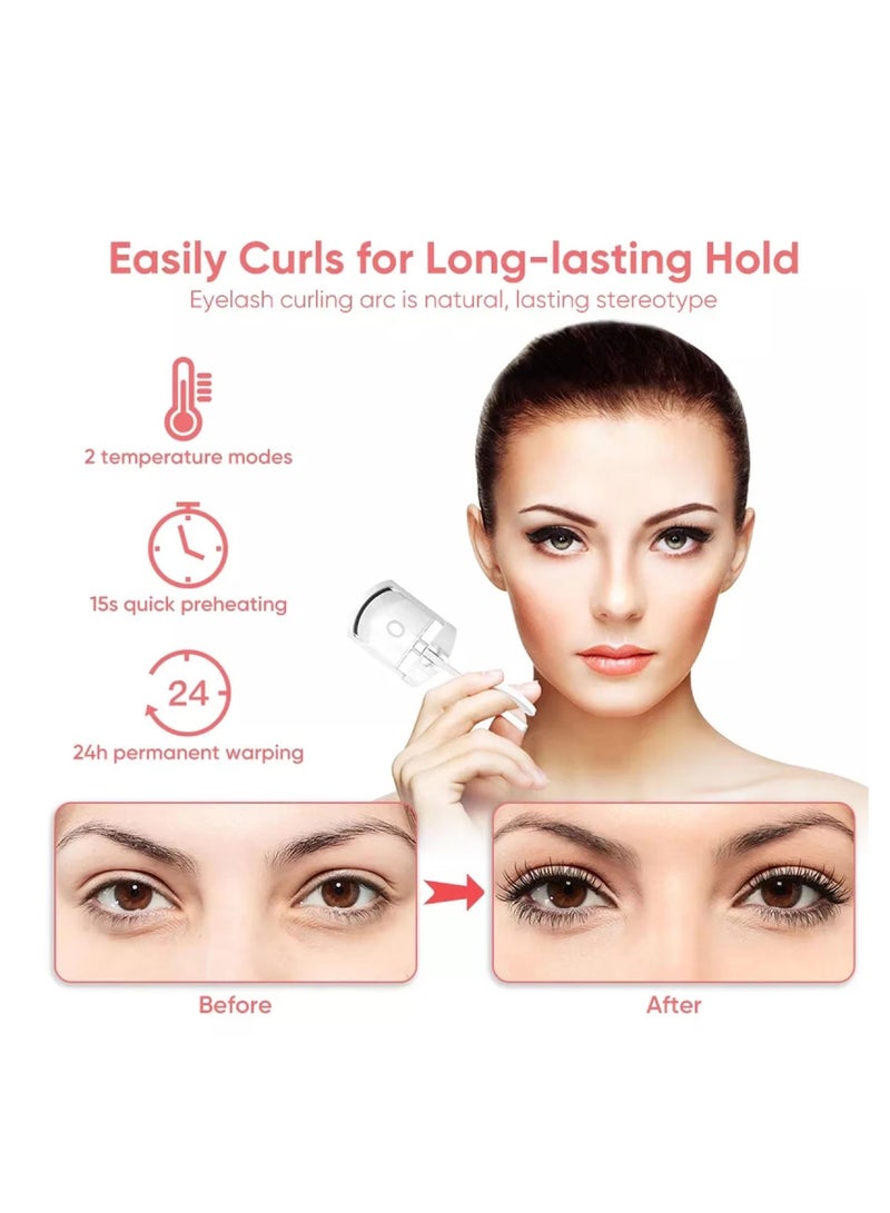 Digi Core مكبس رموش ساخن مع USB سريع التسخين، مكبس رموش كهربائي قابل لإعادة الشحن على شكل حرف C، آمن ومضاد للحروق، مكبس رموش سريع وطبيعي، مشبك تجعيد الرموش الطبيعي، أبيض - Image 5