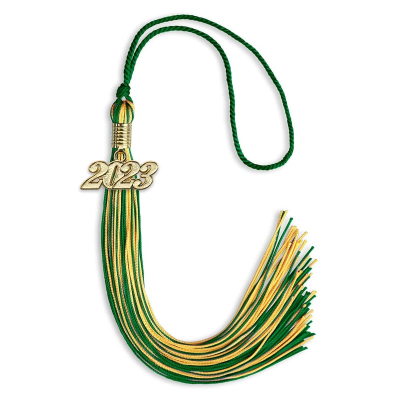 Endea Graduation Endea Graduation Mixed Double Color Tassel with Gold Date Drop GreenGold 2023 