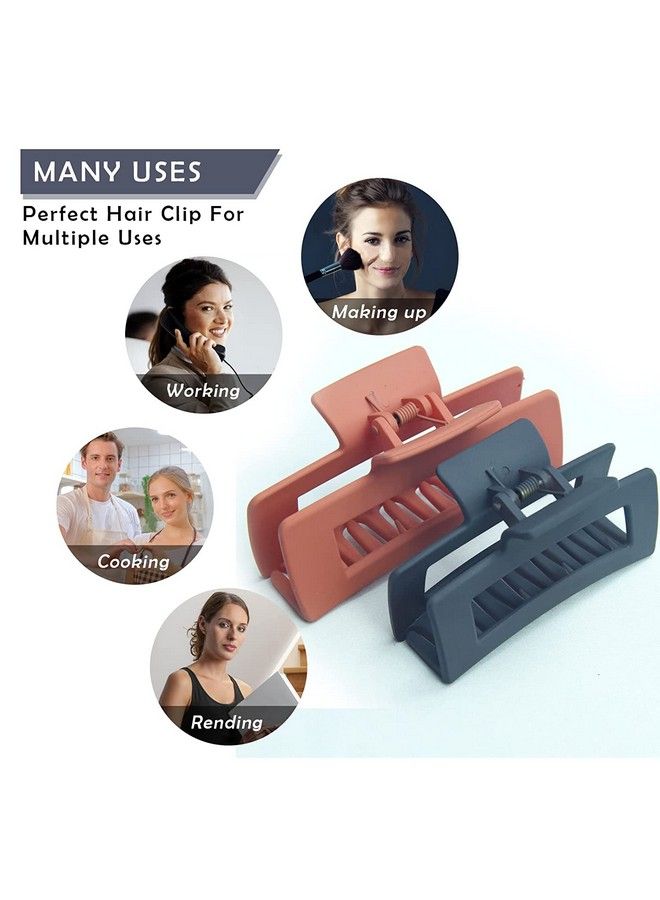Pactiv 4.1 Inch Big Hair Rectangular Plastic Hair Clawsthe Metal Spring Is Strong And Snaps Tight Matte Color With Advanced Feeling(2 Packs) - Image 4