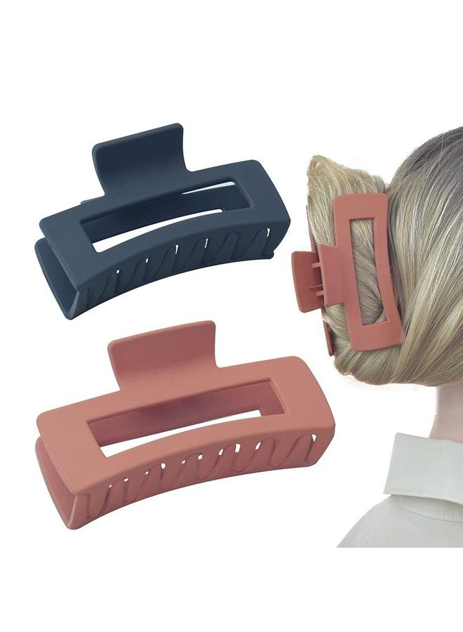Pactiv 4.1 Inch Big Hair Rectangular Plastic Hair Clawsthe Metal Spring Is Strong And Snaps Tight Matte Color With Advanced Feeling(2 Packs) - Image 2