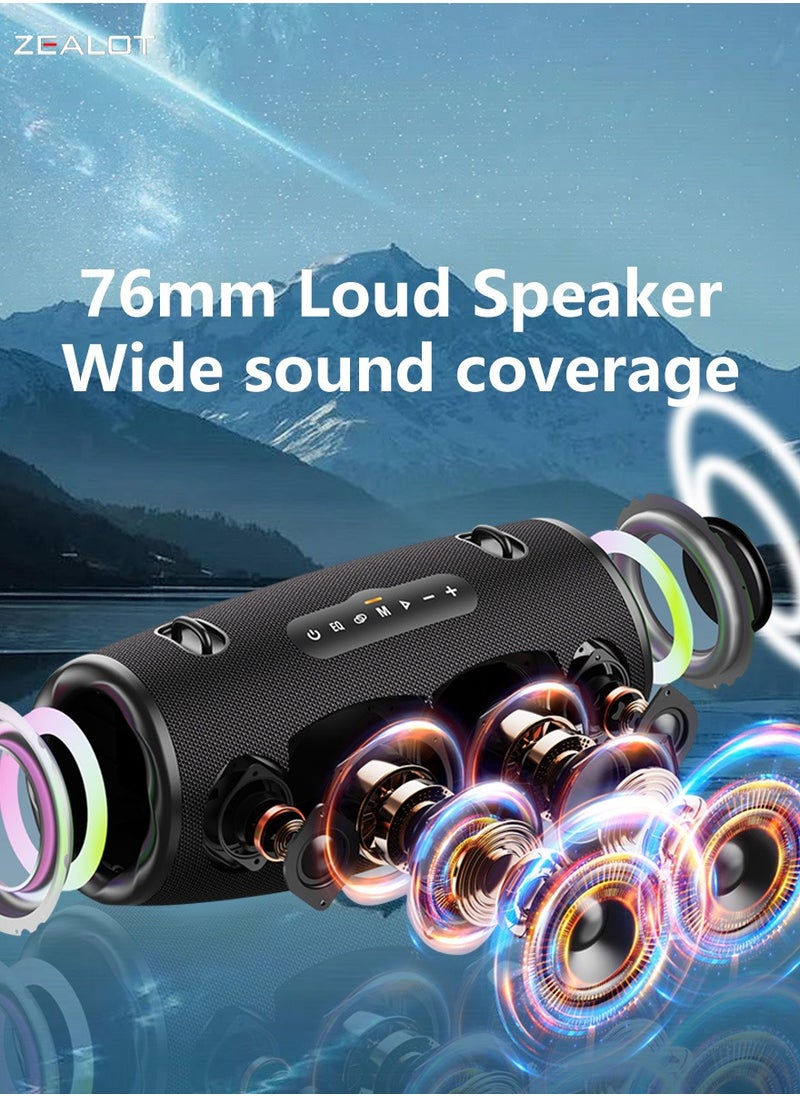 Zealot ZEALOT S87 80W Bluetooth Speakers 16000mAh Battery 36 Hours Playtime, Outdoor Portable Waterproof IPX5 Subwoofer Speaker, Dual Pairing Fast Charging Loud Stereo, Booming Bass TF Card USB TWS  - Image 3