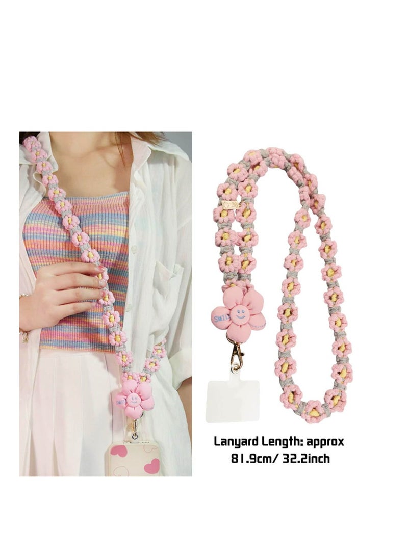SYOSI Boho Macrame Braided Daisy Flowers Cell Phone Lanyard, Universal Handmade Crossbody Phone Lanyard with Tether Tab	Good Quality: Our phone lanyard made of cotton cord, sturdy and durable metal - Image 2