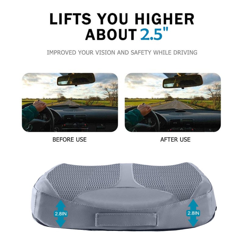 QYILAY Car Memory Foam Heightening Seat Cushion for Short Drivers, Improve Driving Vision, Double Layered Design, Hip/Tailbone/Lower Back Pain Relief, Adults Booster Seat for Car,Truck,SUV,Office. - Image 2