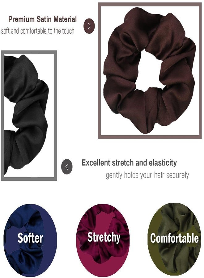 YANWENX Scrunchies for Hair Sleep, Premium Satin Soft Than Silk for Women Curly Hair, Cute Bands Ties for Girls Thin | Thick Hair Styling, 12 Pack, Dark - Image 2