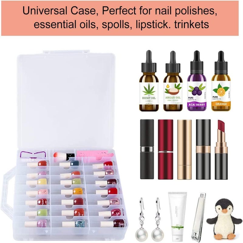Subay 2 Pcs Portable Nail Polish Organizer, Clear Double Side Nail Polish Holder ,Gel Nail Storage for 48 Bottles with 6 Adjustable Dividers in Each Side Space Saver - Image 5