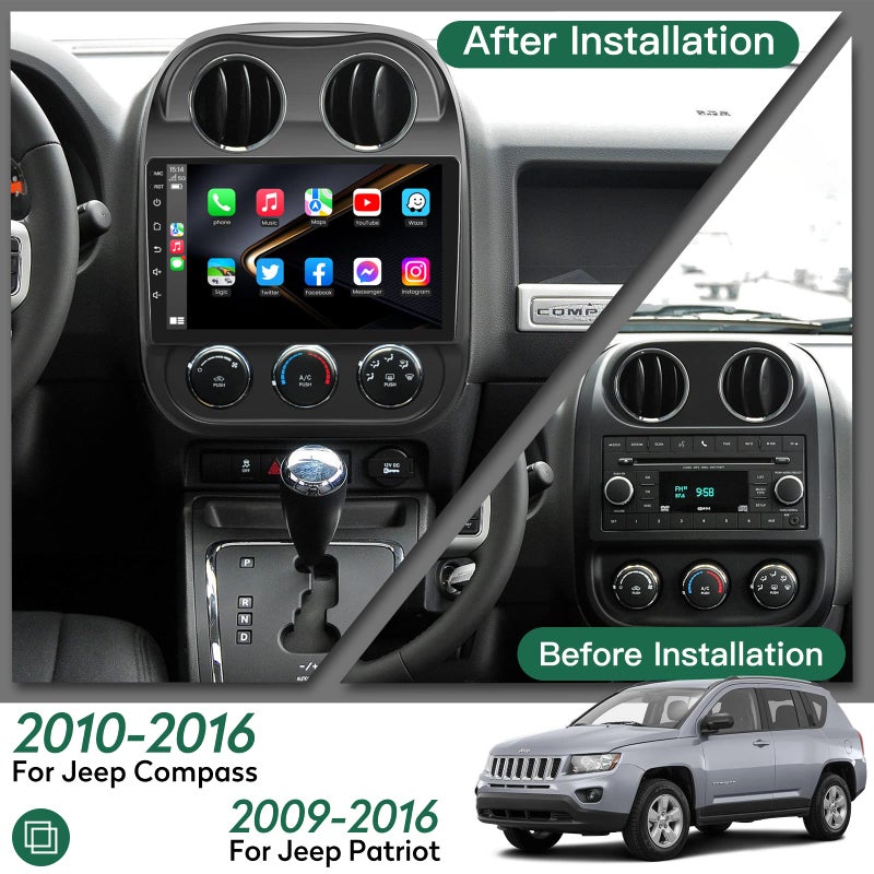 Fortdows 5GWi-Fi 1280 * 800HDï¼ˆOnline Upgrade OTA Systemï¼‰ Car Radio Stereo for Jeep Patriot Compass 2010-2016 Built-in Carplay Andriod Auto, FM&DSP Bluetooth with GPS Navigation Backup Camera&SWC 2+32G - Image 2
