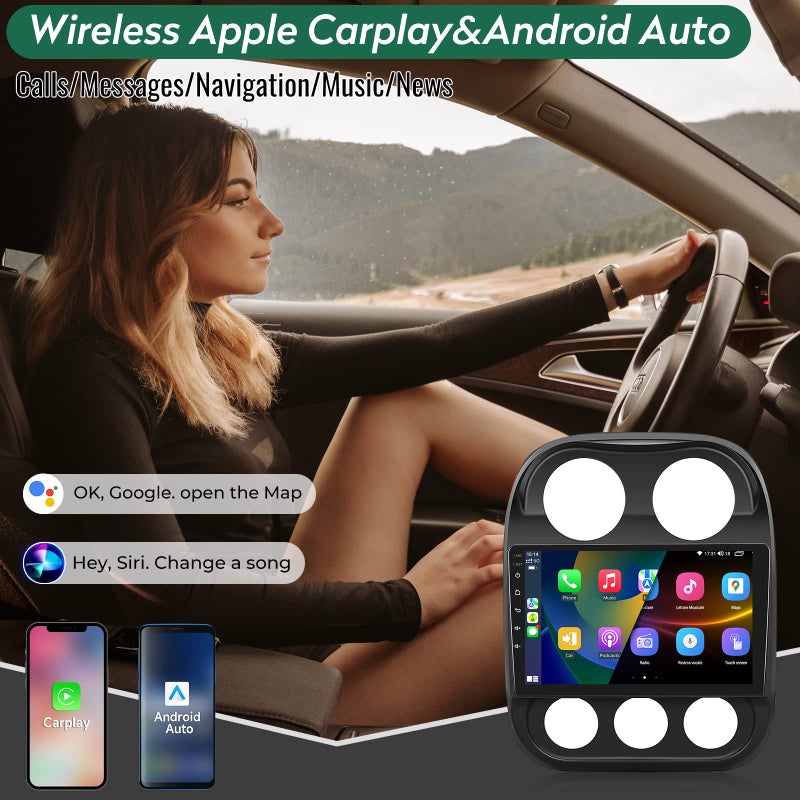 Fortdows 5GWi-Fi 1280 * 800HDï¼ˆOnline Upgrade OTA Systemï¼‰ Car Radio Stereo for Jeep Patriot Compass 2010-2016 Built-in Carplay Andriod Auto, FM&DSP Bluetooth with GPS Navigation Backup Camera&SWC 2+32G - Image 4