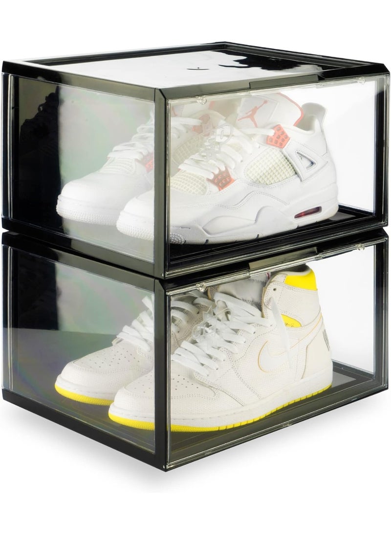 Crep Protect Crates 2.0 – Stackable Sneaker Storage Boxes (2-Pack) with Drop-Front Magnetic Door, UV Protection & Clear Display Panels – Fits Shoes up to US 13 - Image 1