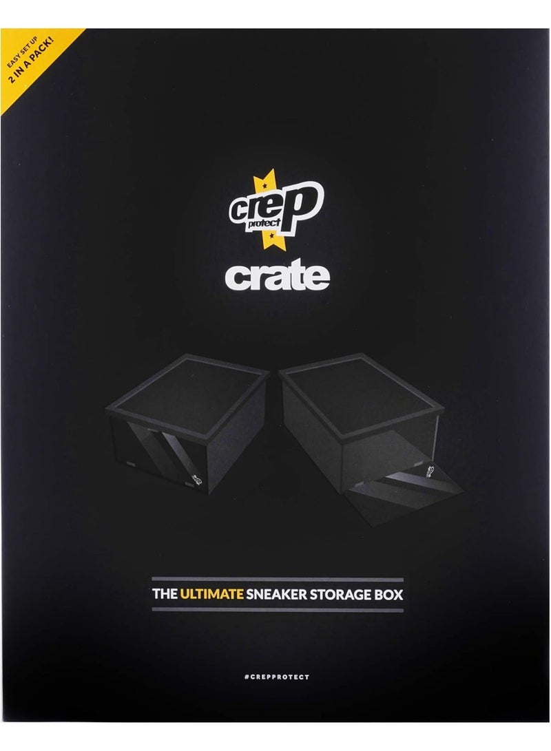 Crep Protect Crates 2.0 – Stackable Sneaker Storage Boxes (2-Pack) with Drop-Front Magnetic Door, UV Protection & Clear Display Panels – Fits Shoes up to US 13 - Image 2