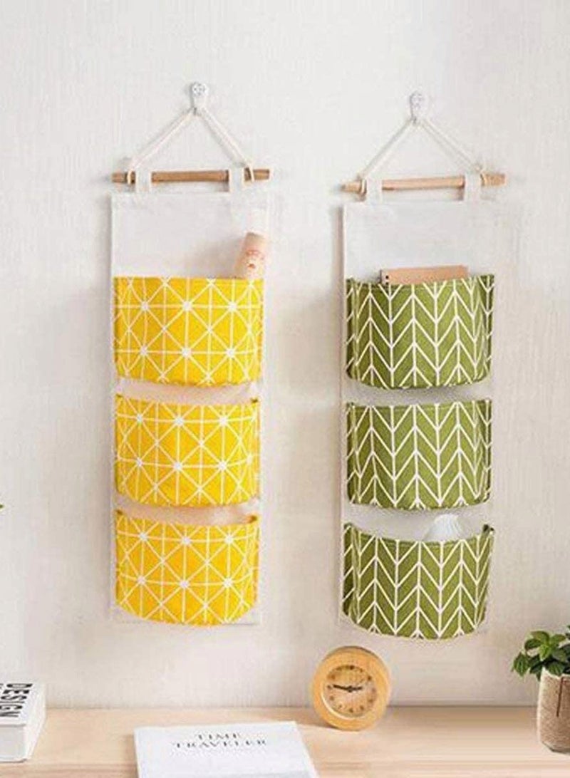 Zikra Wall Hanging Storage Bag Waterproof Over The Door Closet Organizer Organizer Linen Farbric Hanging Pocket Organizer with 3 Remote-Sized Pockets for Bedroom - Image 2