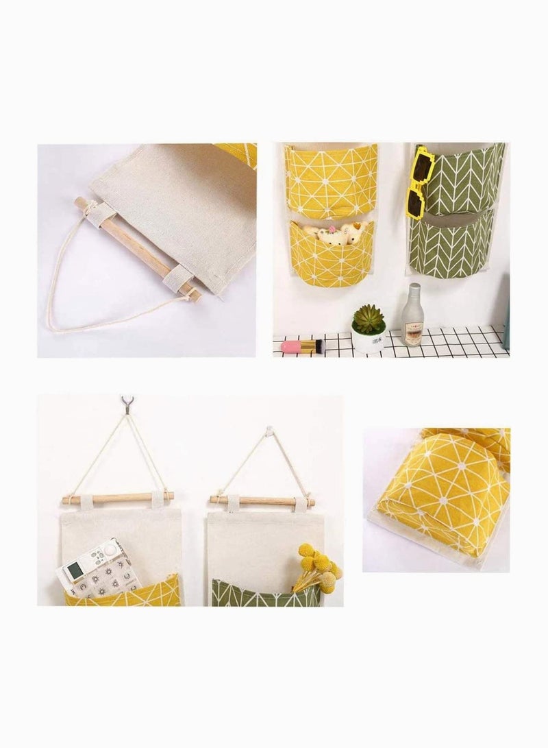 Zikra Wall Hanging Storage Bag Waterproof Over The Door Closet Organizer Organizer Linen Farbric Hanging Pocket Organizer with 3 Remote-Sized Pockets for Bedroom - Image 3