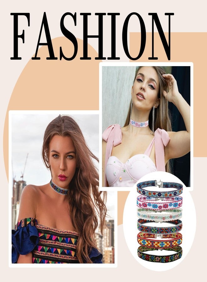 MILAKOO 6 Pcs Boho Flower Embroidery Choker Necklace for Womens Vintage Gothic Necklace Chokers - Image 4