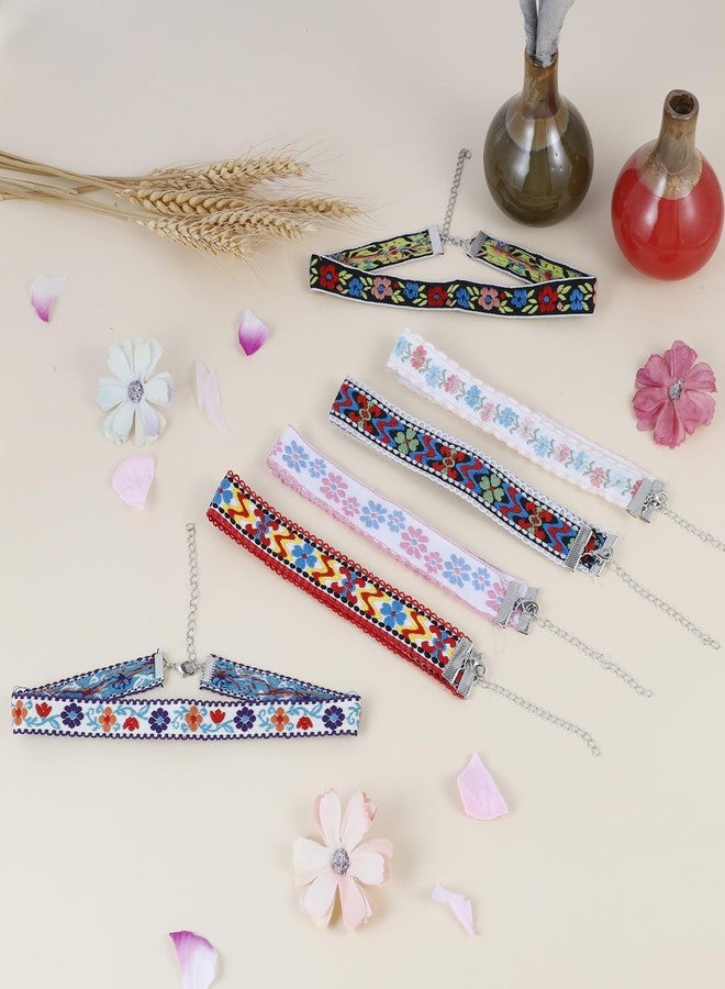 MILAKOO 6 Pcs Boho Flower Embroidery Choker Necklace for Womens Vintage Gothic Necklace Chokers - Image 3