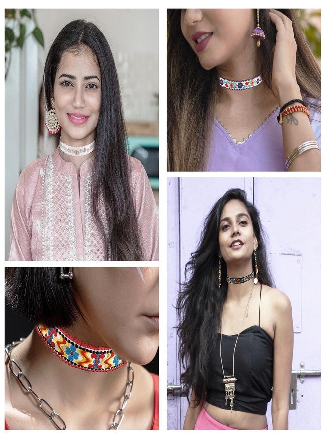 MILAKOO 6 Pcs Boho Flower Embroidery Choker Necklace for Womens Vintage Gothic Necklace Chokers - Image 5