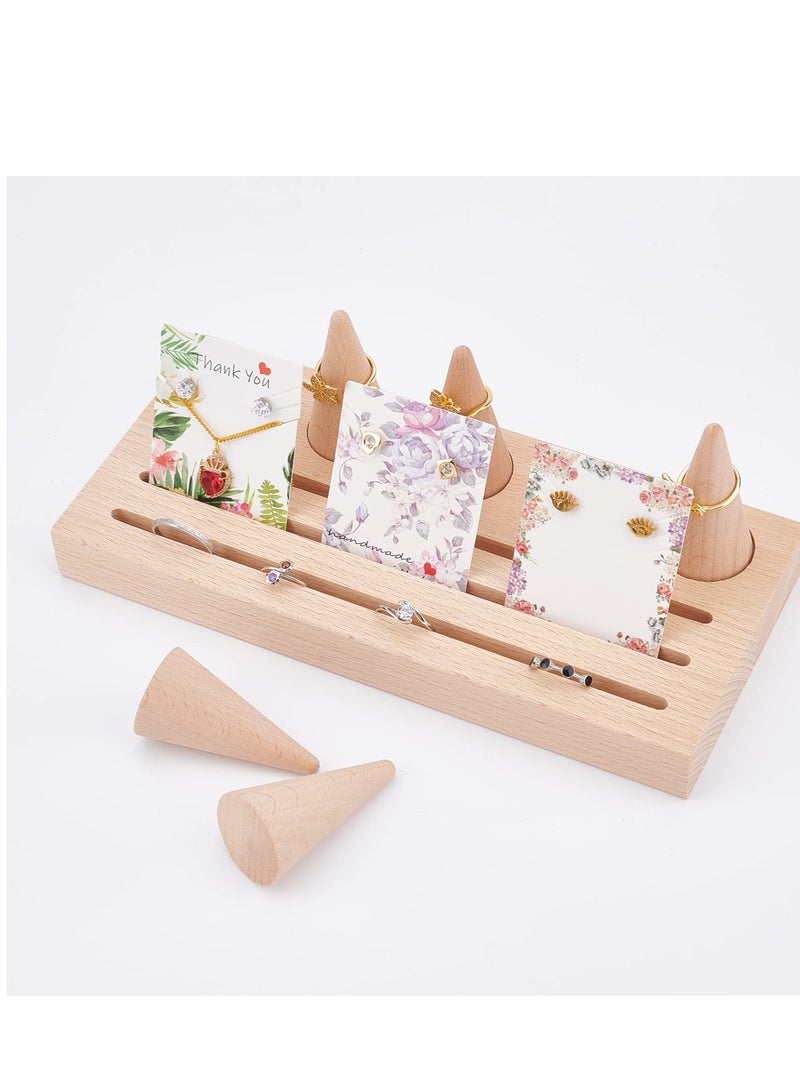 Barakah Wooden Ring Display Stand with 5 Cone Holders, Perfect Jewelry Organizer for Countertop, Ideal for Exhibiting Rings and Accessories - Image 1
