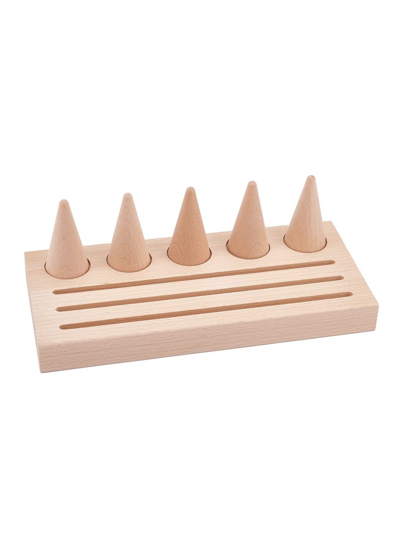 Barakah Wooden Ring Display Stand with 5 Cone Holders, Perfect Jewelry Organizer for Countertop, Ideal for Exhibiting Rings and Accessories - Image 2