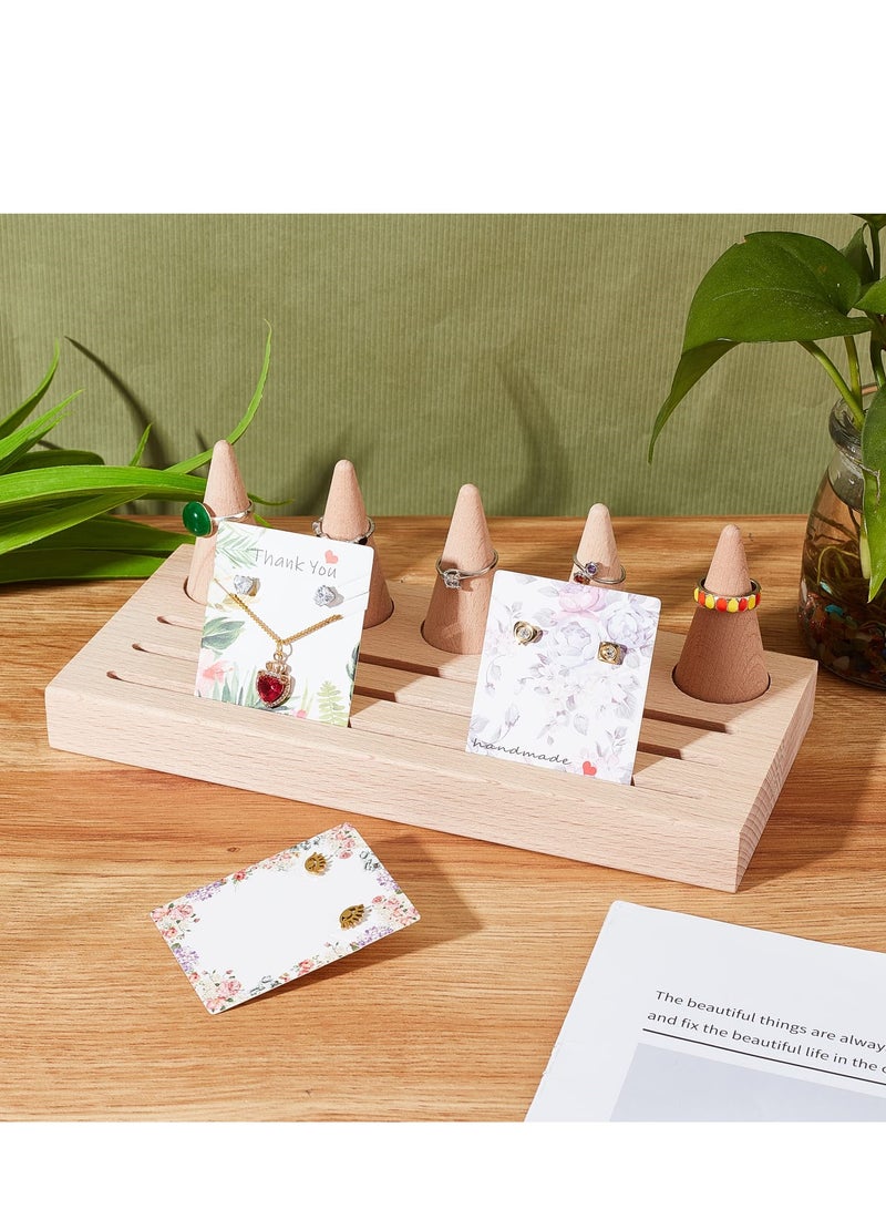 Barakah Wooden Ring Display Stand with 5 Cone Holders, Perfect Jewelry Organizer for Countertop, Ideal for Exhibiting Rings and Accessories - Image 5