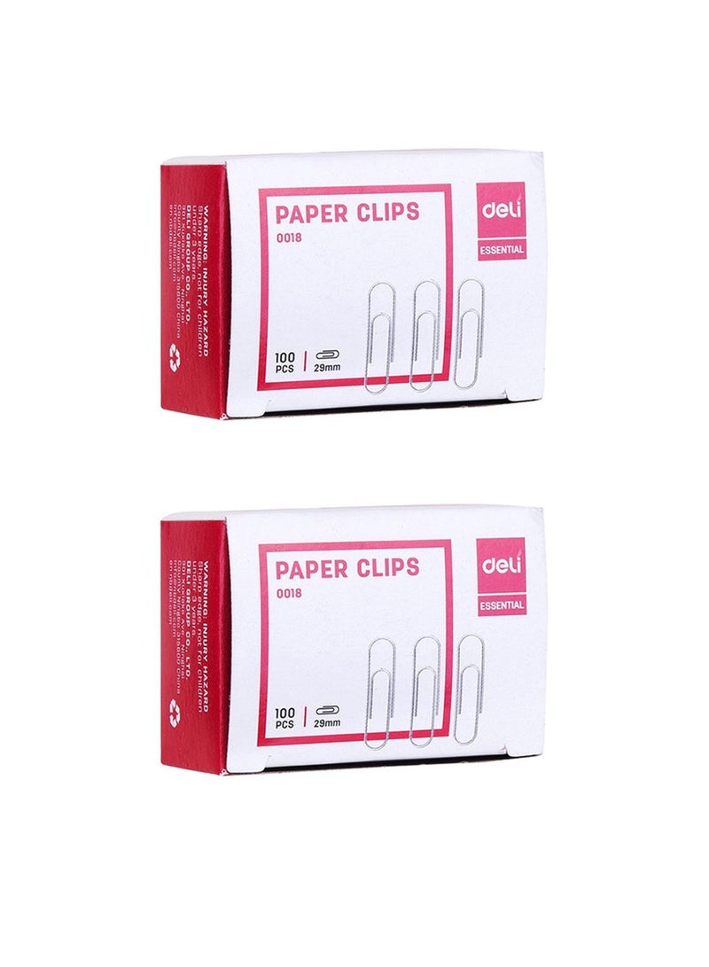 Deli طقم مشابك ورقية فضية 2-عبوة - Image 1