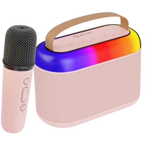 pTron Newly Launched Fusion Joy 20W Bluetooth Speaker with Wireless Karaoke Mic, 6Hrs Playtime, Vivid RGB Lights, Voice Effects, Multi-Play Modes BT5.3/TF Card & Type-C Charging Port (Light Pink) - Image 1