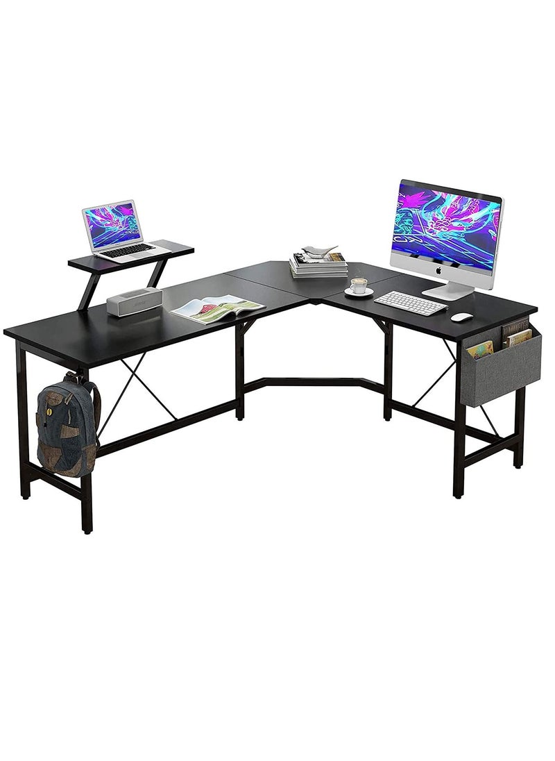ACPLAY - Modern L-Shaped Computer Office Desk Corner Gaming Desk with Monitor Stand Home Office Study Writing Table Workstation - Image 1