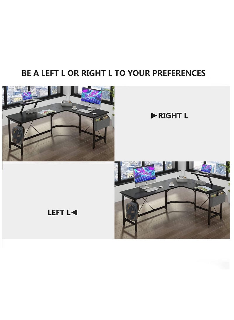 ACPLAY - Modern L-Shaped Computer Office Desk Corner Gaming Desk with Monitor Stand Home Office Study Writing Table Workstation - Image 1