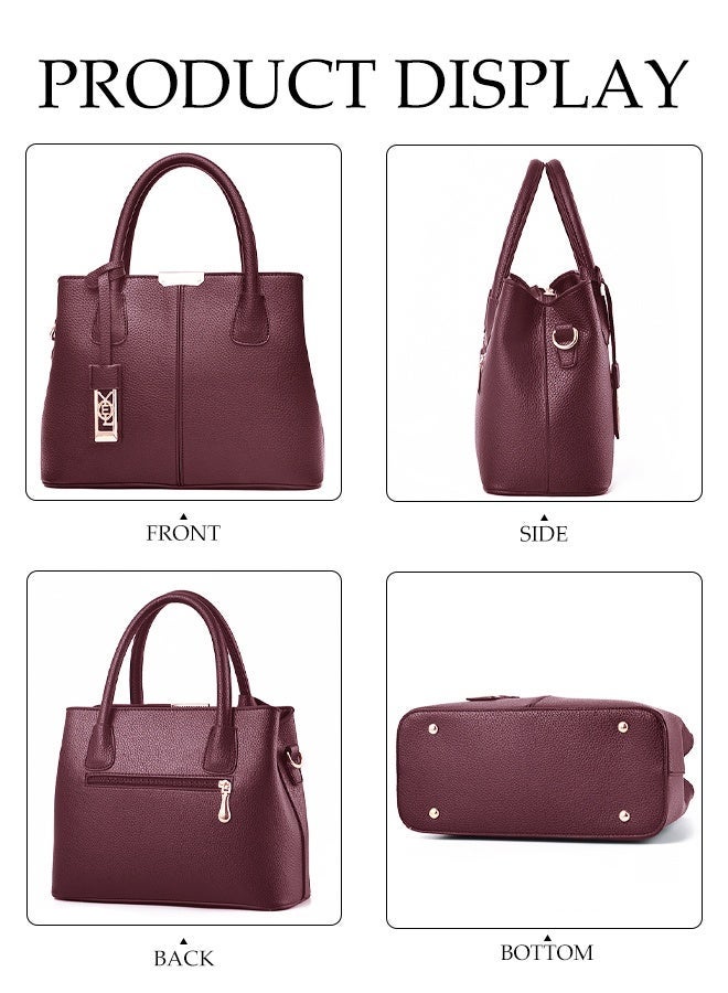 DUNISO Womens Shoulder Bag Soft Leather Messenger Bag Fashionable Large Capacity Handbag With Pendant Adjustable Shoulder Strap Suitable For Commuting Travel Shopping Storage And Organization Purple - Image 4