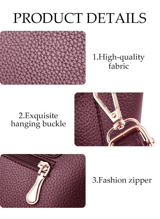 DUNISO Womens Shoulder Bag Soft Leather Messenger Bag Fashionable Large Capacity Handbag With Pendant Adjustable Shoulder Strap Suitable For Commuting Travel Shopping Storage And Organization Purple - Image 3