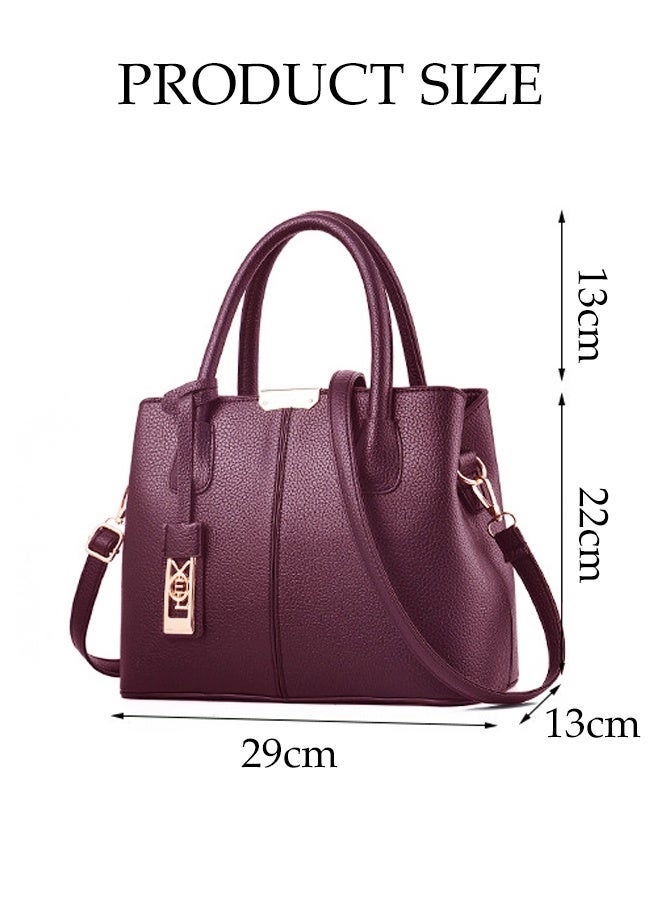 DUNISO Womens Shoulder Bag Soft Leather Messenger Bag Fashionable Large Capacity Handbag With Pendant Adjustable Shoulder Strap Suitable For Commuting Travel Shopping Storage And Organization Purple - Image 2