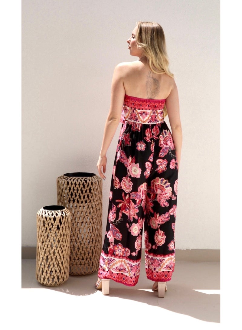 Alorabella Violet Floral Jumpsuit - Black  - Image 3