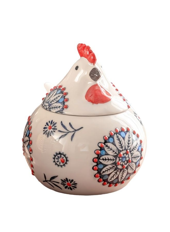 HOMESTAR Ceramic Salt Cellar with Lid and Spoon, 13 OZ Large Chicken Salt Jar, Salt Holder for Counter, Coffee, Sugar, Spices and Candies, Salt Containers for Countertop - Image 1
