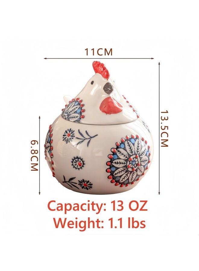 HOMESTAR Ceramic Salt Cellar with Lid and Spoon, 13 OZ Large Chicken Salt Jar, Salt Holder for Counter, Coffee, Sugar, Spices and Candies, Salt Containers for Countertop - Image 2