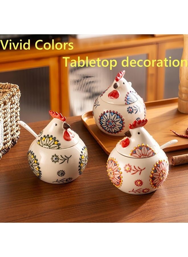 HOMESTAR Ceramic Salt Cellar with Lid and Spoon, 13 OZ Large Chicken Salt Jar, Salt Holder for Counter, Coffee, Sugar, Spices and Candies, Salt Containers for Countertop - Image 5