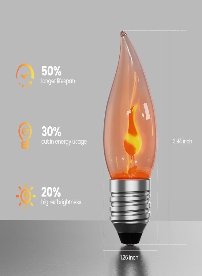 Hompavo E26 Upgraded Flame Light Bulbs, Flickering Fire Light Bulbs Flame Candle for Halloween Christmas Party Patio Porch Home Indoor & Outdoor Decorations - 6 Pack - Image 3
