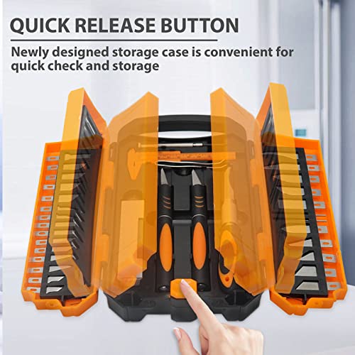 MANUFORE 34pcs Large Exacto Knife set Deluxe Craft Precision Knife Set Include 3pcs Craft Knives with Anti-Slip Rubber Grip, 25pcs Different Blades, 2pcs Needles, Sharpening Stone, Screwdriver - Image 3