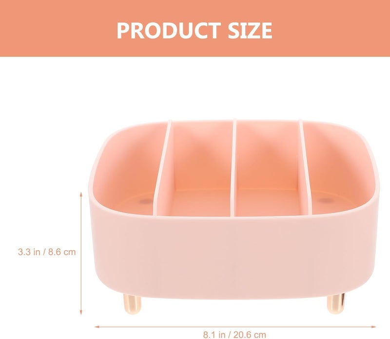 Makeup Palettes Holder and Divided Eyeshadow Storage Box, Large Capacity 4-grid Pink Desktop Makeup Organizer Case for Cosmetics Storage and Vanity Table - Image 2