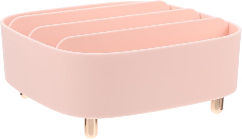 Makeup Palettes Holder and Divided Eyeshadow Storage Box, Large Capacity 4-grid Pink Desktop Makeup Organizer Case for Cosmetics Storage and Vanity Table - Image 1