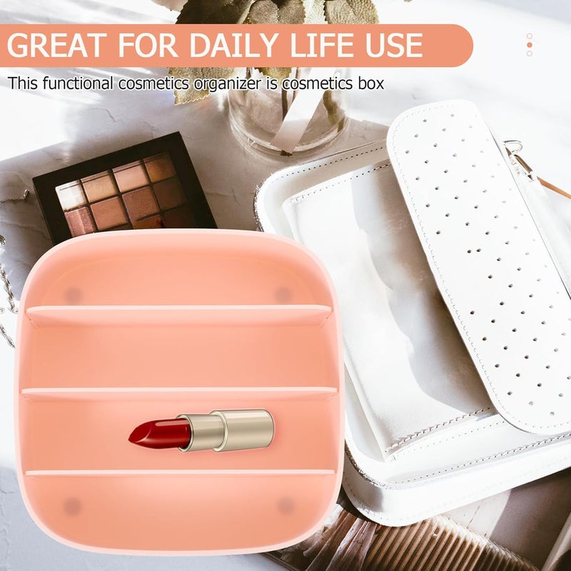 Makeup Palettes Holder and Divided Eyeshadow Storage Box, Large Capacity 4-grid Pink Desktop Makeup Organizer Case for Cosmetics Storage and Vanity Table - Image 4