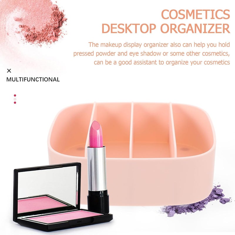 Makeup Palettes Holder and Divided Eyeshadow Storage Box, Large Capacity 4-grid Pink Desktop Makeup Organizer Case for Cosmetics Storage and Vanity Table - Image 3