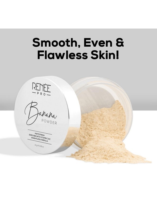 RENEE Pro Banana Loose Powder - Medium Beige - Sets Makeup, Extended Wear & Controls Shine - Vitamin C & E Infused Formula For Flawless Mattified Skin - 10 Gm - All Skin Type - Image 5